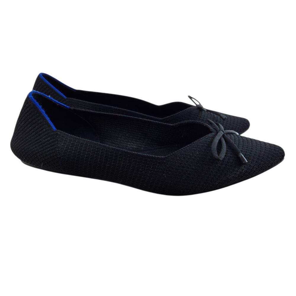 Rothy's The Point Bow Flats Womens‎ 11.5 Black Knit Recyclable Preppy Comfort